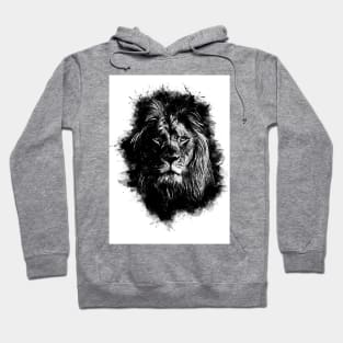 Lion Head Abstract Animal Face Ink Splatter Illustration Hoodie